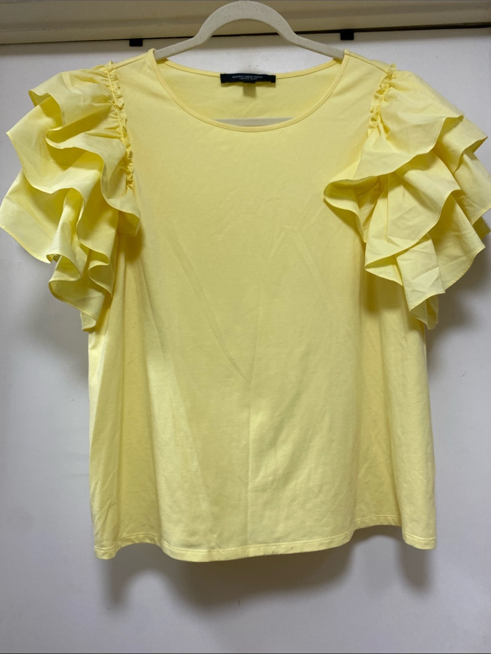 Marc New York Yellow Ruffle Sleeve Tee